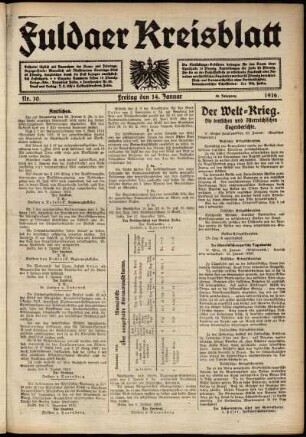 Ausgabe vom Freitag, den 14. Januar 1916.