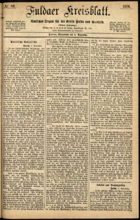Ausgabe vom Samstag, den 04. November 1876.