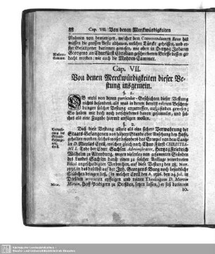 VII. Von denen Merckwürdigkeiten dieser Vestung insgemein