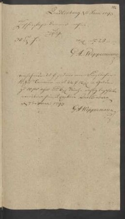 [Quittung] ... Quedlinburg [den] 7. Januar 1793.