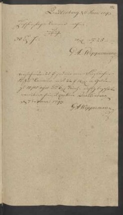 [Quittung] ... Quedlinburg [den] 7. Januar 1793.