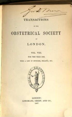 Transactions of the Obstetrical Society of London, 8. 1866 (1867)