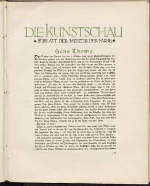 Die Kunstschau - Beiblatt der Meister der Farbe