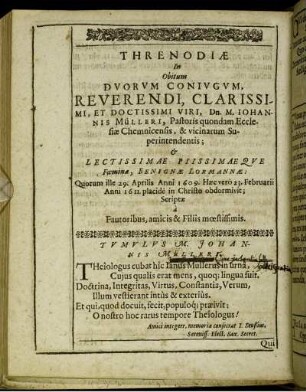 Threnodiæ In Obitum [...]