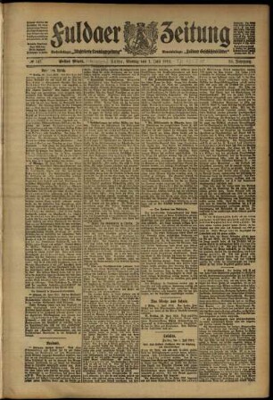 Erste Ausgabe vom Montag, den 01. Juli 1912.