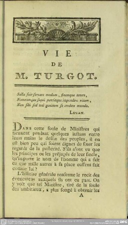 Vie De M. Turgot