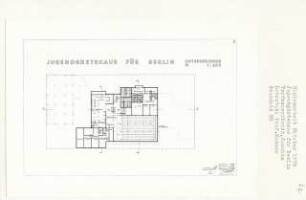 Jugendgästehaus für Berlin, Berlin-Charlottenburg (Diplomarbeit bei Willy Kreuer): Grundriss Untergeschoss 1:200