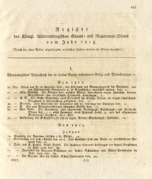 I. Chronologisches Verzeichniß der in diesem Bande enthaltenen Gesetze und Verordnungen etc.