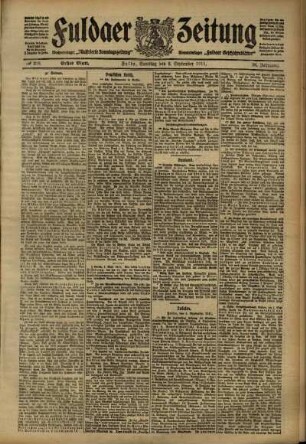 Erste Ausgabe vom Samstag, den 02. September 1911.