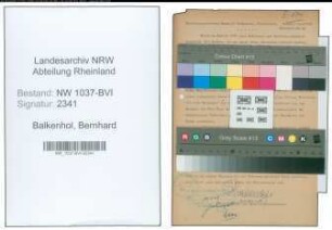 Entnazifizierung Bernhard Balkenhol , geb. 02.07.1902 ()