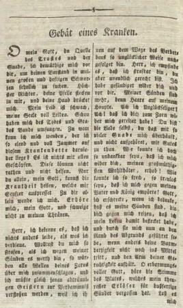Gebät eines Kranken.