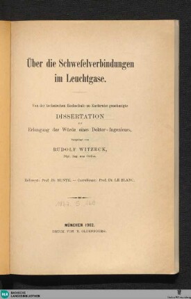 Über die Schwefelverbindungen im Leuchtgase