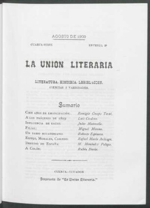 Entrega 2, Agosto de 1909