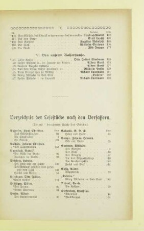 Verzeichnis der Lesestücke nach den Verfassern
