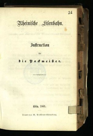 Instruction für die Packmeister
