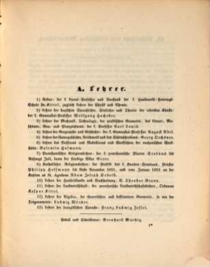 Jahres-Bericht über die K. Landwirthschafts- und Gewerbs-Schule I. Cl. zu Aschaffenburg im Untermainkreise : für das Schuljahr ... 1851/52