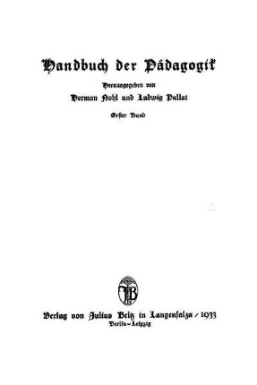 1: Die Theorie und die Entwicklung des Bildungswesens