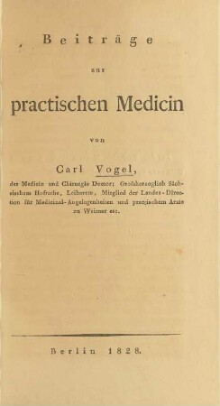 Beiträge zur practischen Medicin