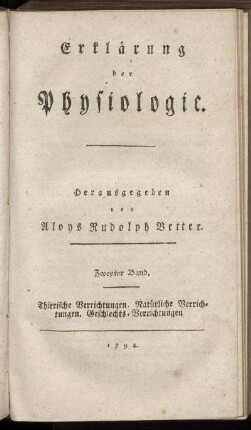 Bd.2: Erklärung der Physiologie. Zweyter Band