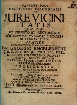 Disputatio inauguralis de iure vicinitatis