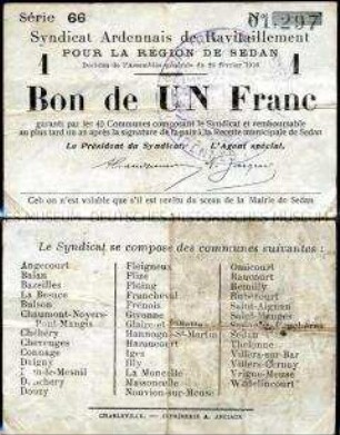 Sedan, Syndicat Ardennaies 1 Franc