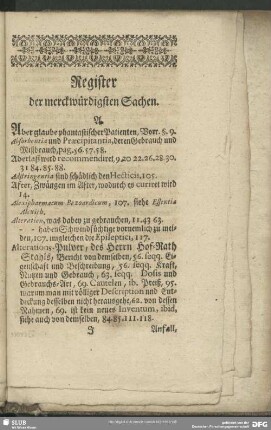 Register der merckwürdigsten Sachen
