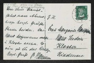 Brief von Hermann Haussmann und Unbekannt an Margarete Hauptmann