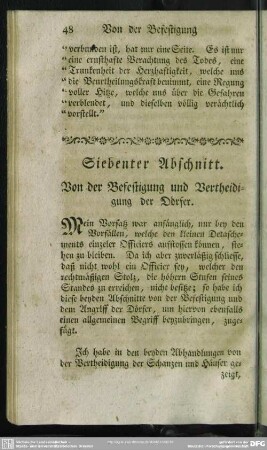 Siebenter Abschnitt. Von der Befestigung und Vertheidigung der Dörfer