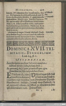 Dominica XVII. Trinitatis, Evangelium Luc. 14, v. 1.