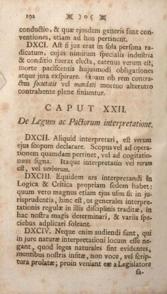 Caput XXII. De Legum ac Pactorum interpretatione.
