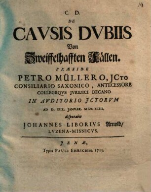 De causis dubiis, von zweifelhaften Fällen