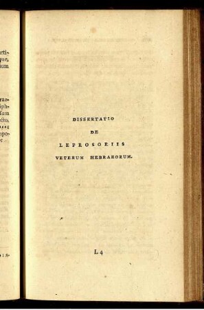 Dissertatio de leprosoriis veterum Hebraeorum.