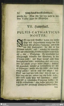 VII. Hauptstuck. Pulvis Catharticus Noster