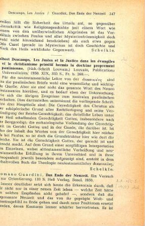 347-353 [Rezension] Guardini, Romano, Das Ende der Neuzeit