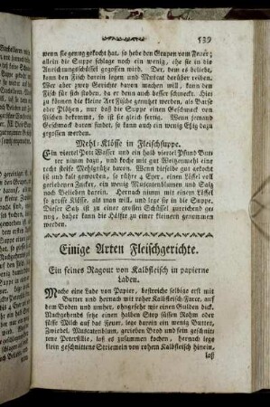Einige Arten Fleischgerichte.