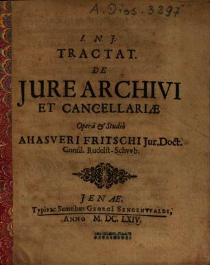 Tractat. de iure archivi et cancellariae