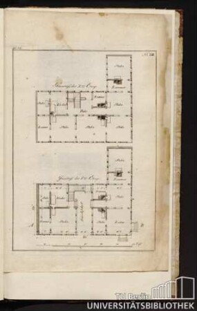 Bl. 18, No. XIII. Grundriss der 2ten Etage, Grundriss der 1ten Etage A, B.