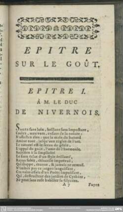 Epitre Sur le Goût