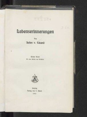 Bd. 1: Lebenserinnerungen