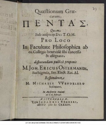 Quaestionum Graecarum Pentas