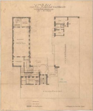 Fischer, Theodor; Innsbruck (Österreich); Hotel Europa, Erweiterung - Grundriss 1. OG