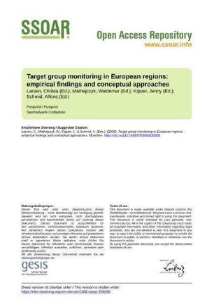 Target group monitoring in European regions: empirical findings and conceptual approaches