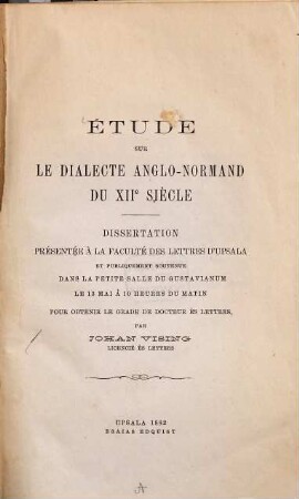 Étude sur le dialecte anglo-normand du XII. siècle
