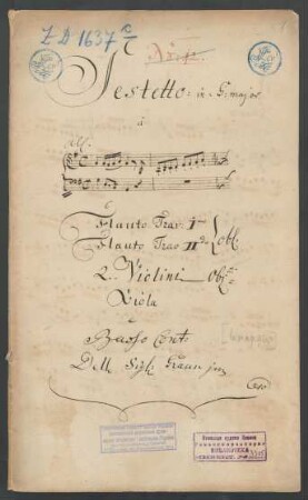 Sextette; fl (2), vl (2), vla, bc; G-Dur; GraunWV Bv:XIV:18