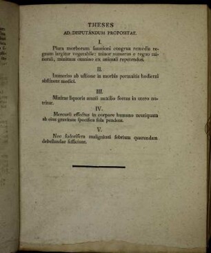 Theses Ad Disputandum Propositae.
