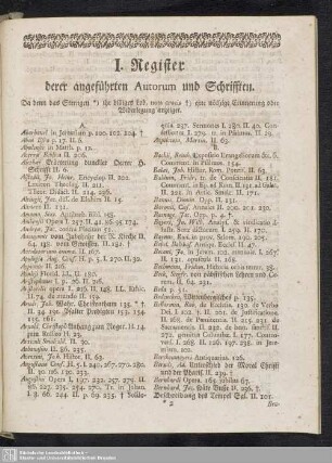 I. Register derer angeführten Autorum und Schrifften
