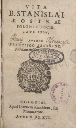 Vita B. Stanislai Kostkae Poloniae Societate Iesv