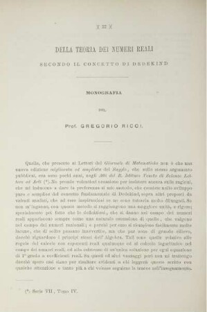 Della Teoria dei Numeri Reali.