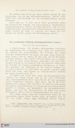 16: Die praktische Prüfung photographischer Linsen