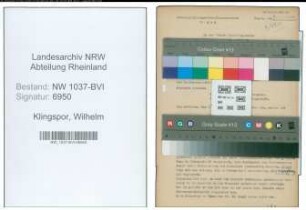 Entnazifizierung Wilhelm Klingspor , geb. 07.01.1897 (Revierjaeger)